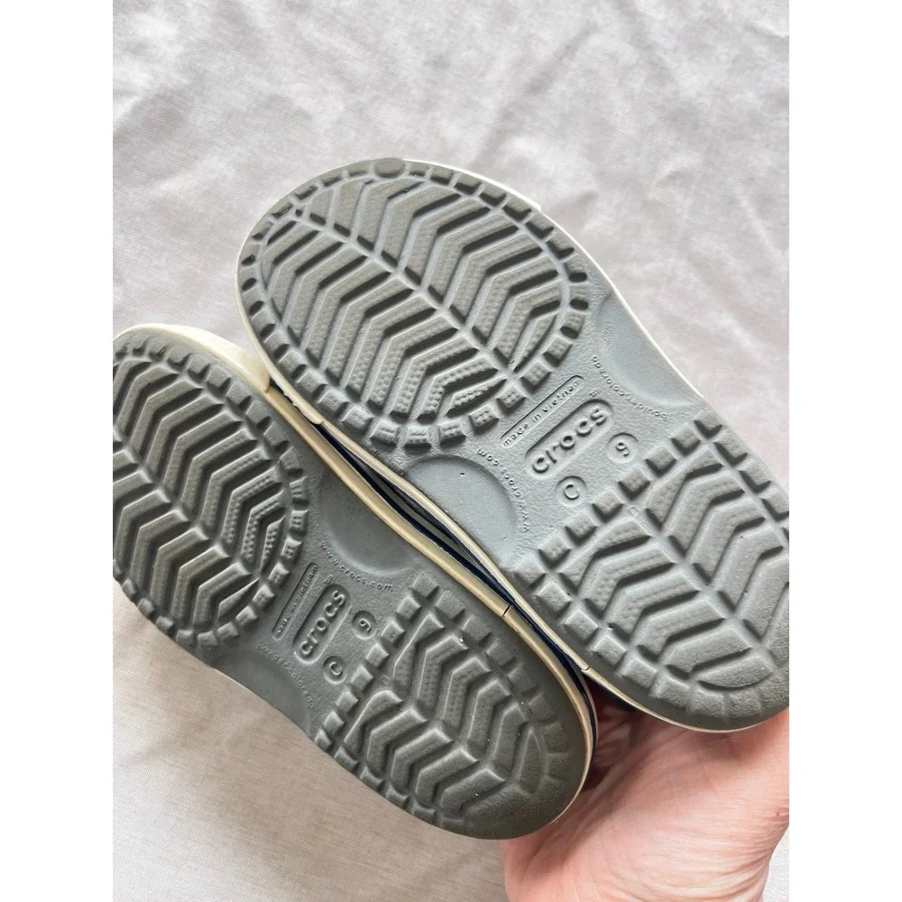 Crocs Crocband II Sandals‎ Kids Size C9 Charcoal Grey White Sporty Water Shoes